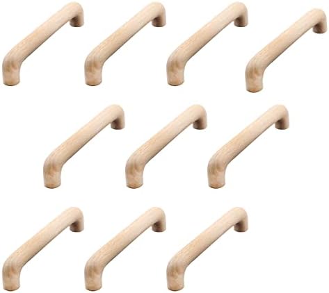 Risbay 10Pcs 5.04" Hole Distance Wood Color Unfinished Wood Handles for Drawer,Wardrobe,Cupboard,Dresser