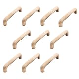 Risbay 10Pcs 5.04" Hole Distance Wood Color Unfinished Wood Handles for Drawer,Wardrobe,Cupboard,Dre