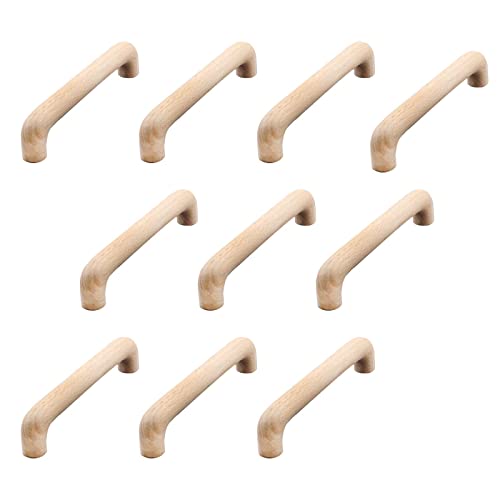 Risbay 10Pcs 5.04" Hole Distance Wood Color Unfinished Wood Handles For Drawer,Wardrobe,Cupboard,Dresser #TOP6