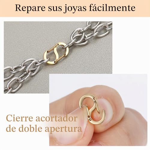 Miniatura 2 de Amabro 5 Cierres De Mosquetón Con Doble Apertura, Acero Inoxidable, Cierre De Metal, Cierres Para Collares Y Pulseras Dorado
