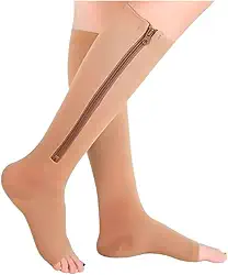 Par De Meia Compressão Pernas Inchadas Alivio Dores Tratamento Ortopédico Trombose Varize Pós-Cirurgia Unissex Com Ziper