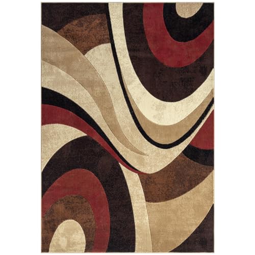 Home Dynamix Tribeca Slade Contemporary Abstract Area Rug, Brown/Red, 3'11"x5'2"