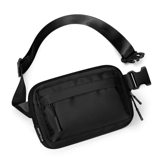 BesTour Fanny Packs for Women Men,Belt Bag with 4 Zipper Pockets,Waterproof Crossbody Bag,Fashion Waist Packs with Adjustable Long Strap for Workout/Running/Yoga/Shopping/Hiking,Black