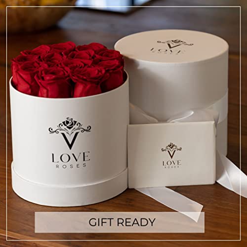 Vlove® Forever Preserved Roses In A Box | Real Roses That Last Over A Year | Gift Ready Long Lasting Roses | Handmade Preserved Rose Flowers Box | Valentines Mothers Day Gifts For Her | White Box Of Roses: 12 Red #TOP5