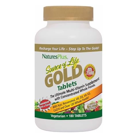 Source of Life Gold Multivitamin - 180 Tablets - Blood Support, Bone Support, Healthy Immune System - Includes Vitamins D3, B12, K2 & Over 120 Whole Food Nutrients - 60 Servings Cover