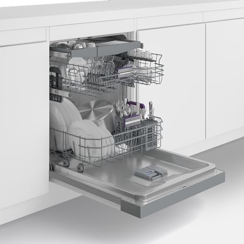 Beko BDSN36461XC bPRO 500 Built-In Dishwasher, Partially Integrated 60 cm, for 14 Place Settings, 3 Sink Levels, 5 Temperatures, 6 Programmes, Half Load, Automatic Door Opening, CornerIntense