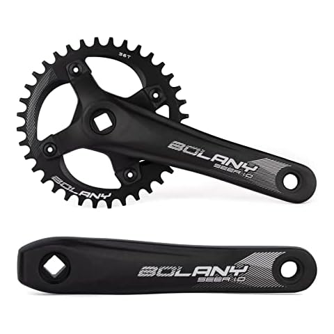 BOLANY MTB 170mm Square Taper Crankset 104BCD Narrow Wide Tooth Chainring with 32T/34T/36T /38T/40T/42T Mountain Bike Single Round Chainring and Crankset (36T) Cover