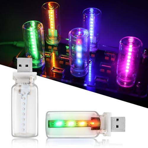 GSOWO Lot de 2 lampes de voiture rétro 10 en 1, éclairage intérieur USB LED avec toucher et intensité variable, 10 modes et 7 couleurs, mini éclairage intérieur pour camping, décoration de vacances
