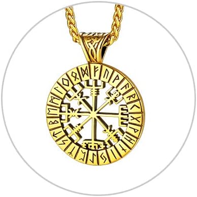 FaithHeart Personalised Viking Jewellery for Men Norse Rune Vegvisir Compass/Helm of Awe/Odin Tag Pendant Stainless Steel/Gold/Black Plated Nordic Amulet Chain Birthday Gifts