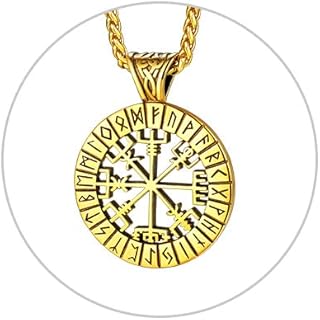 FaithHeart Personalised Viking Jewellery for Men Norse Rune Vegvisir Compass/Helm of Awe/Odin Tag Pendant Stainless Steel/Gold/Black Plated Nordic Amulet Chain Birthday Gifts