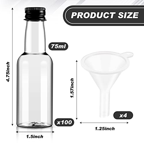 Tessco for you 100 Pcs Mini Liquor Bottles with Black Lids, 2.5 oz by Tessco for you - Image 2