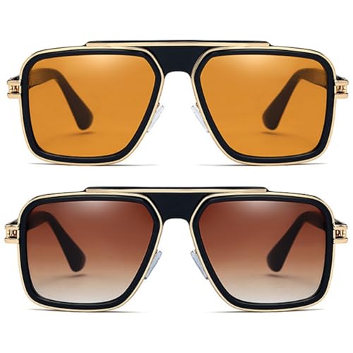 Image of Freckles Mark Trendy Retro Sunglasses for Men Women Stark Vintage Shades 70s Italian Fashion Square Metal Glasses