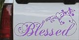 Rad Dezigns Blessed with Swirls Hearts Christian Car Window Wall Laptop Decal Sticker - Purple 5in X 10.7in