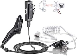 zeadio Surveillance Covert Air Acoustic Tube Walkie Talkie Earpiece Headset with Earmold and Push-To-Talk Microphone for Motorola Multipin Two Way Radio