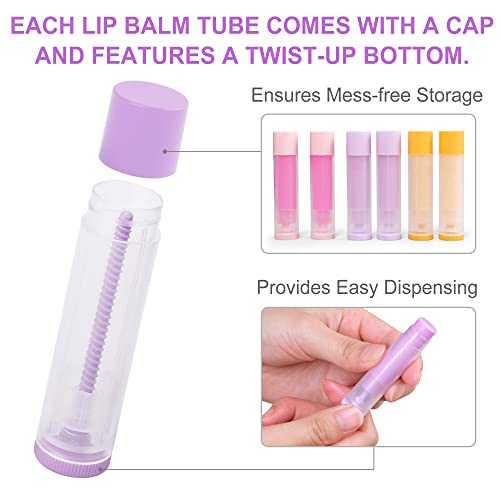 Lotfancy Lip Balm Tubes Empty, 60Pcs 5.5Ml (3/16 Oz), Clear Lip Balm Container Tubes With Purple Caps, Bpa Free & Leak Free, Refillable #TOP5