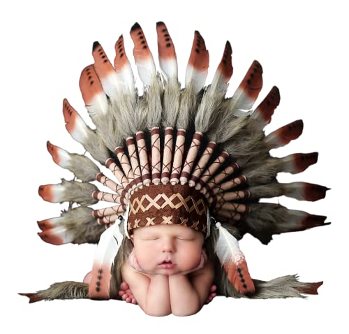 KARMABCN K03 Para 0 a 9 meses Bebé/Recién Nacido: Sombrero Indio para los más pequeños! Disfraz Headdress