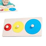Eastuy Puzzle de forma geométrica | Puzzle de madera Montessori multiformas con botones gigantes, juguete sensorial de aprendizaje sencillo de forma geométrica para niños y niñas de edad