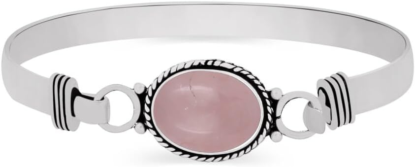 Rose Quartz Bangle, Engagement Trending Bangle, Adjustable Bangle, Fashion Jewelry, Partywear Jewelry, Bangles for Women Mom Wife Girl Wide Cuff Bohemian Jewelry, Gift For Her, Christmas Day Gifts