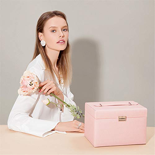Mdfql Jewelry Organizer Box, Faux Leather Jewelry Box Organizer, Portable Necklace Ring Earrings Organizer With Handle, Gift For Girls Or Women,Pink #TOP6