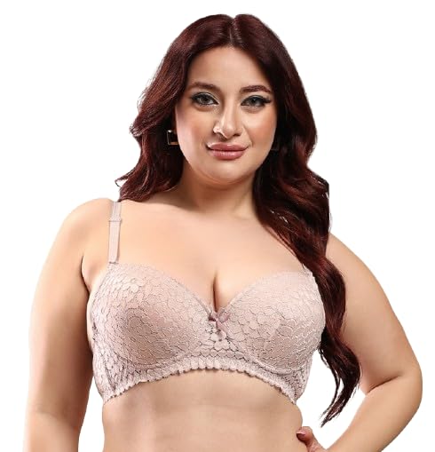 Image of Brachy Women Elegant Sexy Lacy Net Padded T-Shirt Underwire Adjustable Straps Pushup Bra Everyday Bra, (Multicolor), (MultiSize), 3 /4-Coverage Double Haveliy Push up Bra