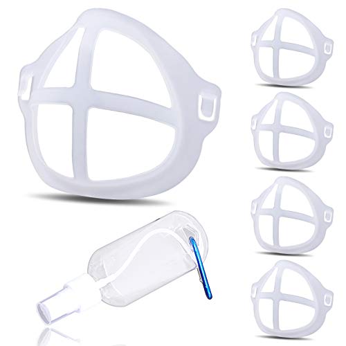 Mask Bracket, 5 Pcs Silicone Mask Bracket With Travel Bottle Keychain, Upgrade Increase The Frame, Breathe Freely, Long Wear Not Stuffy, Special Contour Design, No Indentation.