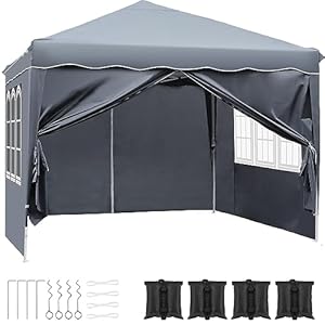 Paviljoen, 3x3m,waterdicht, stabiel, winterbestendig,vouwpaviljoen, opvouwbare tuintent, pop-up partytent, vouwpaviljoen, tent met 4 zijwanden, uv-bescherming 50+, voor feest,camping