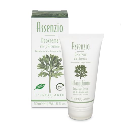 L'Erbolario Deocrema Assenzio - Deodorante Crema con Fragranza Fresca ed Erbacea - con Ingredienti di Derivazione Naturale - per Lui e per Lei - 50ml