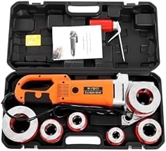2300W Electric Pipe Threader Kit, Portable Pipe Cutter 6-Die Set (1/2" to 2") Heavy-Duty Hand-Held Power Drive Pipe Threader Machine Kit with Carrying Case for Steel/PVC/Conduit Piping, 26RPM