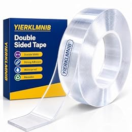 YIERKLMNIB 【1 Rolls Double Sided Tape Heavy Duty, Nano Clear Mounting Tape, Picture Hanging Poster Carpet Tape for Walls, Dorm Office School Outdoor, Removable Adhesive(9.85FTx1.2in