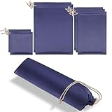 7 Pcs Toy Storage Bags, Quality Satin Silk Drawstring Pouch Adjustable Microfiber Adult Toy Organizer Bags Gift Bag Foldable Ditty Bag for Women Men Toys Underwear Sunglasses Cosmetic (3 Sizes Blue)