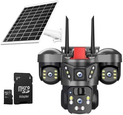 PSM Solar Security Camera, 4K, 3 Lens, 360 PTZ, 4G, with 64GB Memory Card