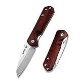 KUBEY KU112-1 Klappmesser Scharfes Taschenmesser aus D2 Stahl - Outdoor Survival Messer mit Holzgriff, Mini Messer Einhandmesser für Arbeit Wandern Camping