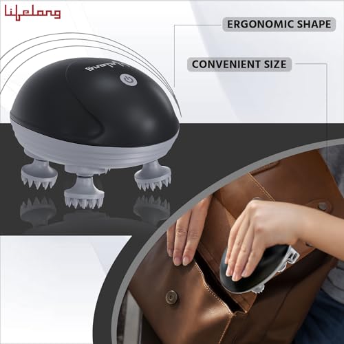 Image of Lifelong Rechargeable Electric Head & Scalp Kneading Massager, 4 Speed Modes, Handheld Portable Head Massager for Hair Growth, Deep Clean and Stress Relieving, (LLM603, Black)