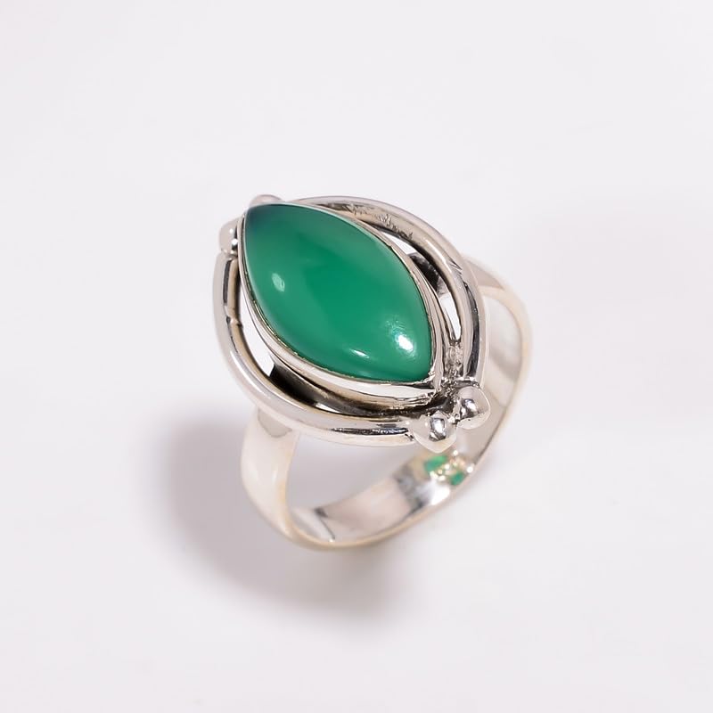 Bague de promesse délicate pour femme avec onyx vert taillé - 2
