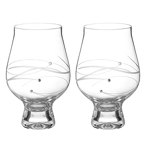 DIAMANTE Gin Goblets - 'Spiral' Crystal Gin and Tonic Glass - Set of 2 (Spiral)