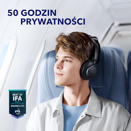 Soundcore Space Q45 by Anker słuchawki z adaptacyjną redukcją szumów do 98%, 50 godz. odtwarzania, aplikacją, szczegółowym dźwiękiem w wysokiej rozdzielczości, Bluetooth 5.3, idealne na podróż