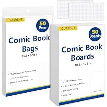 SUNEZLGO Current Comic Book Bags and Boards, 50 Comic Book Sleeves and 50 Backing Boards, 27 pt Thick and Coated, Acid-Free Clear Storage