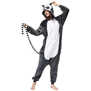 Katara 1744 (30+ Designs) Lemur Affen-Kostüm, Unisex Onesie/Pyjama-Qualität für Erwachsene