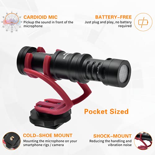 comica Camera Microphone, CVM-VM10II Directional Microphone Cardioid Shotgun Video Camcorder Microphone for Canon, Nikon, Fuji, Sony, Panasonic, Olympus DSLR Cameras, Smartphones (with Wind Muff) by COMICA - Image 2