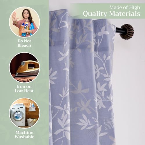 Image of Maison d' Hermine Curtains for Living Room 100% Cotton 84 inch Length One Panel Light Filtering Curtains for Bedroom Windows with Rod and Loop Pockets Drapes (Louxor Blue, 50 inch W x 84 inch L)