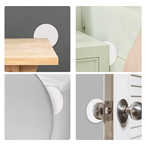 Door Knob Wall Shield , Large White Round Soft Door Stopper Wall Protector,Self Adhesive Door Handle Bumper 2 Pcs (Large Round Style 3.54", White) #TOP5
