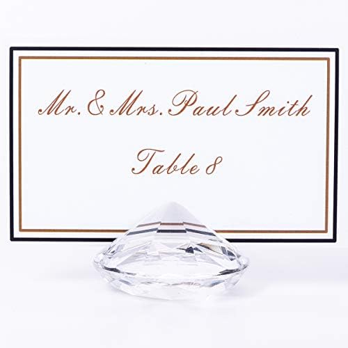 AiFanS Diamond Place Card Holders, Clear Acrylic Table Number Holders for Weddings and Events, 12 Pack