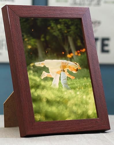 Image of Homxi Decorative Display Picture Frames 4x6 Vertical or Horizontal,MDF Tabletop or Wall Photo Frame Rectangle Picture Frames for Certificate Living Room,Walnut Wood