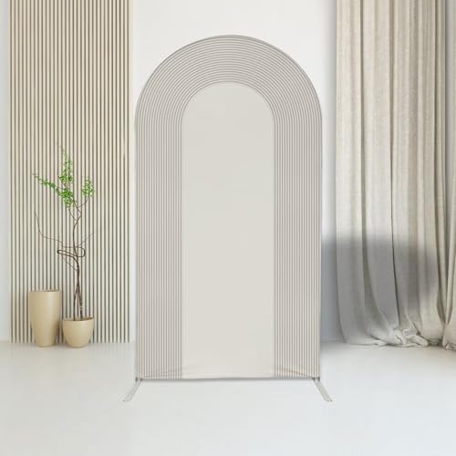 KONPON 8FT White Ripple Arch Backdrop Cover Printed Ripples Spandex Arch Stand Cover for Wedding Birthday Baby Shower Banquet Party Decoration(Only Cover) by KONPON - Used condition - Image 2