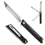 edcfans Pocket Folding Knife with G10 Handle, Ball Bearing Pivot D2 Steel Tanto Pocket Knife with Locking Liner and Pocket Clip for Everyday Carry, Camping Hunting gifts for Men, Dad