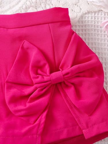 Image of BEAUDRM Girl's Elastic Waist Bow Front Trousers Split Straight Leg Cute Skort