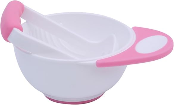 Baby Food Masher Bowl with Bowl Handle and Food Masher Toddler Grinding Bowl Potato Masher Bowl Set Mill Bowl Childrens Food Grinding Bowl