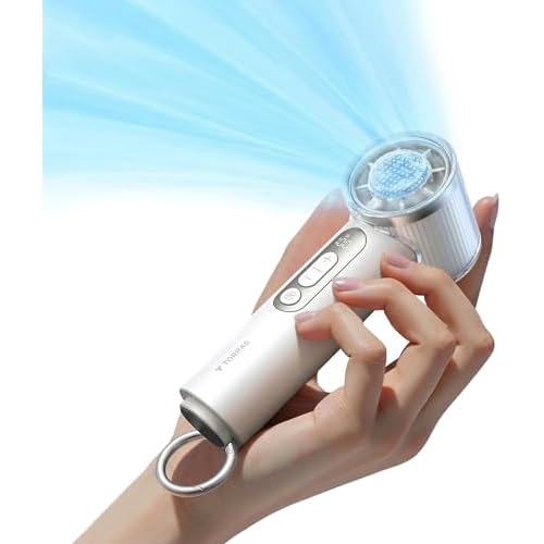 TORRAS COOLiFY iva Handheld Fan with Ice Cooler, [Chill by 50°F], 0-100 Adjustable Speed, Super Mini Powerful Portable Fan 5000mAh Rechargeable, Hand Fans for Travel Essentials, Gifts for Wo