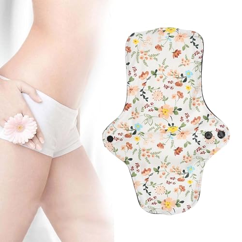 5 Compresas Menstruales Lavables y Transpirables, Protectores Sanitarios, Compresas Menstruales Reutilizables para Mujeres, Almohadillas de Tela de bambú Lavables, Servilletas (L) - imagen 2