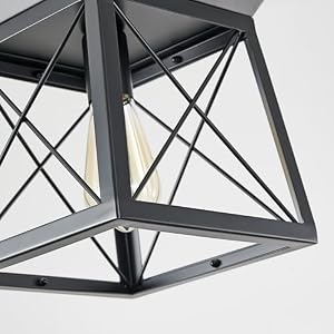 HuixuTe Black Farmhouse Pendant Lights Industrial Kitchen Island Lighting Rectangle Linear Cage Chandeliers for Kitchen Dining Room Table